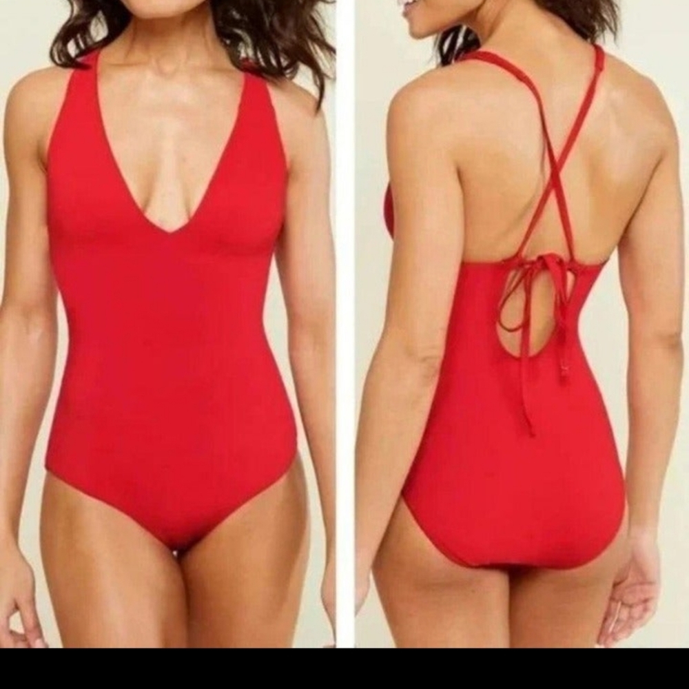NWT Andie Bali LongTorso red 1pc swimsuit sz medium tall A0081